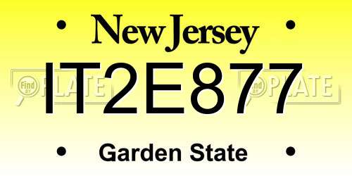 IT2E877 New Jersey License Plate