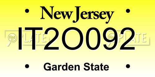 IT2O092 New Jersey License Plate