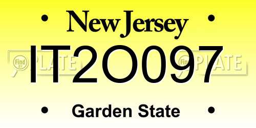 IT2O097 New Jersey License Plate