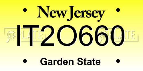 IT2O660 New Jersey License Plate