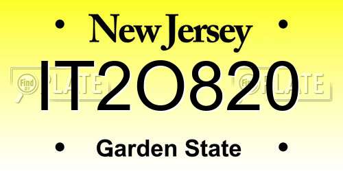 IT2O820 New Jersey License Plate