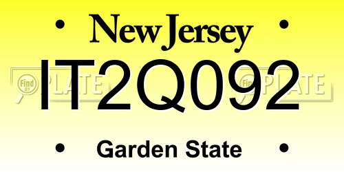 IT2Q092 New Jersey License Plate