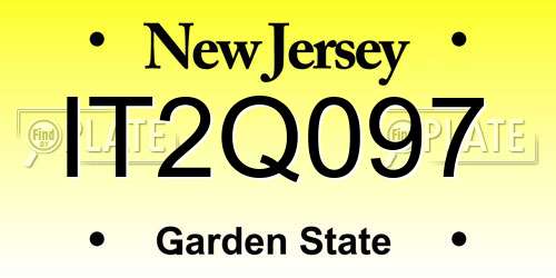 IT2Q097 New Jersey License Plate