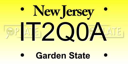 IT2Q0A New Jersey License Plate