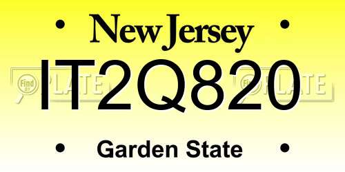 IT2Q820 New Jersey License Plate