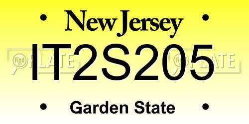 IT2S205 New Jersey License Plate