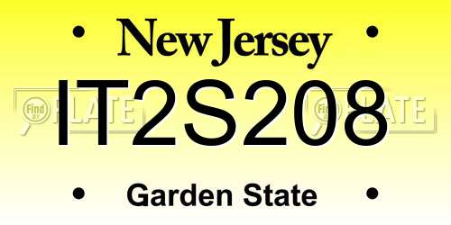 IT2S208 New Jersey License Plate