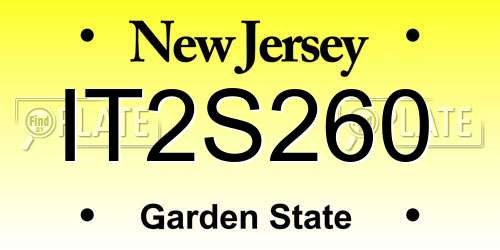 IT2S260 New Jersey License Plate