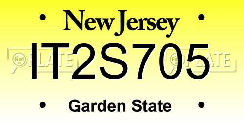 IT2S705 New Jersey License Plate