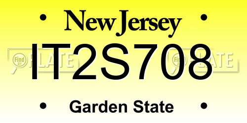 IT2S708 New Jersey License Plate