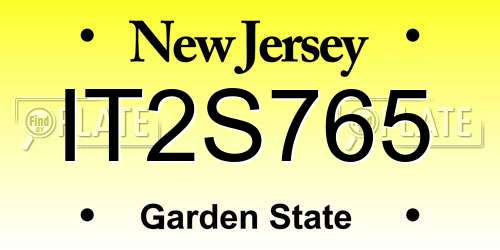 IT2S765 New Jersey License Plate