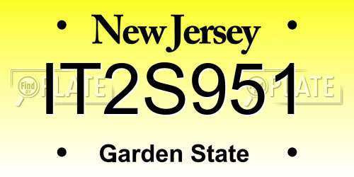 IT2S951 New Jersey License Plate