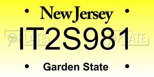 IT2S981 New Jersey License Plate