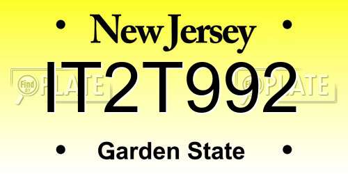 IT2T992 New Jersey License Plate