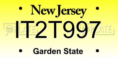 IT2T997 New Jersey License Plate