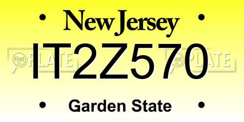IT2Z570 New Jersey License Plate