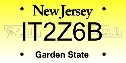IT2Z6B New Jersey License Plate