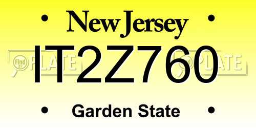 IT2Z760 New Jersey License Plate