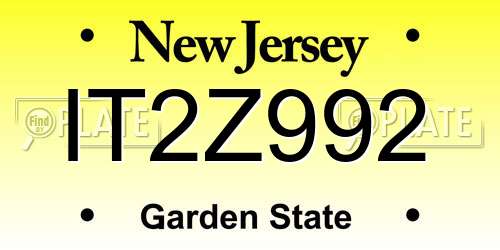 IT2Z992 New Jersey License Plate