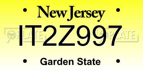 IT2Z997 New Jersey License Plate