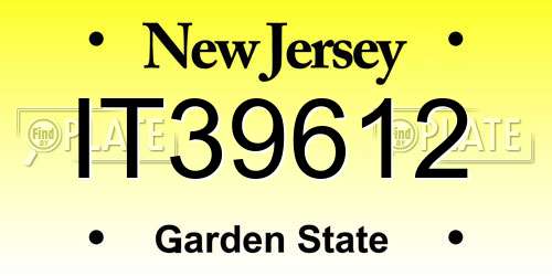 IT39612 New Jersey License Plate