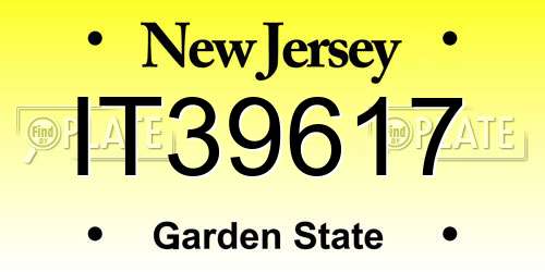 IT39617 New Jersey License Plate