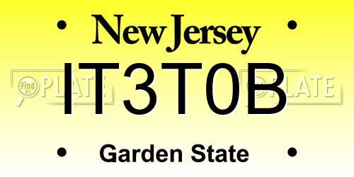 IT3T0B New Jersey License Plate