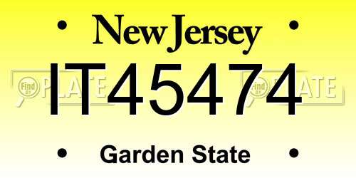 IT45474 New Jersey License Plate