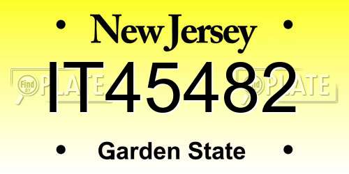 IT45482 New Jersey License Plate