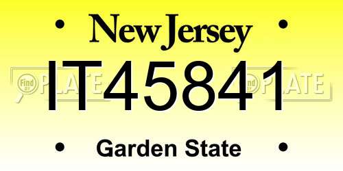 IT45841 New Jersey License Plate