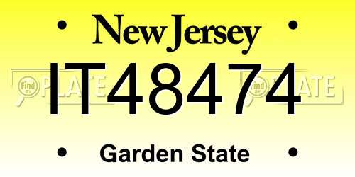IT48474 New Jersey License Plate