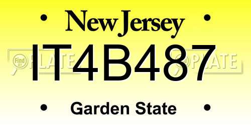 IT4B487 New Jersey License Plate