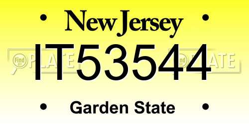 IT53544 New Jersey License Plate