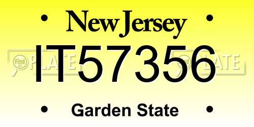 IT57356 New Jersey License Plate