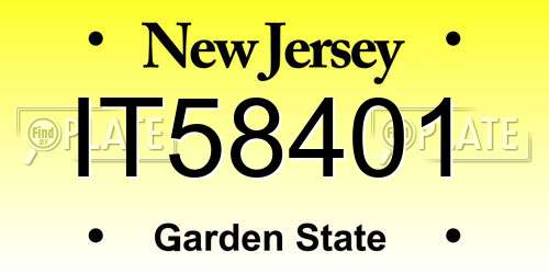 IT58401 New Jersey License Plate