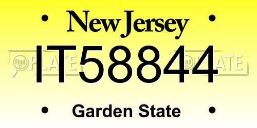 IT58844 New Jersey License Plate