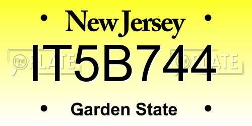 IT5B744 New Jersey License Plate