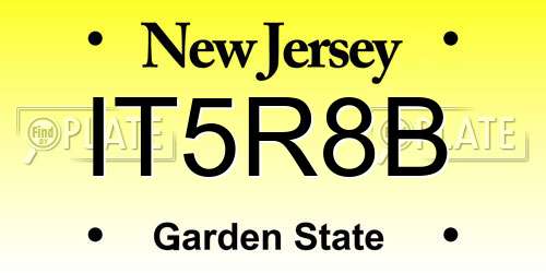 IT5R8B New Jersey License Plate