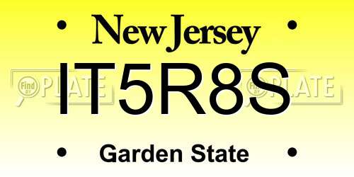 IT5R8S New Jersey License Plate