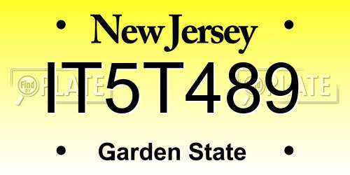 IT5T489 New Jersey License Plate