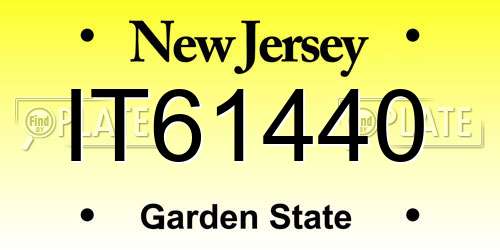 IT61440 New Jersey License Plate
