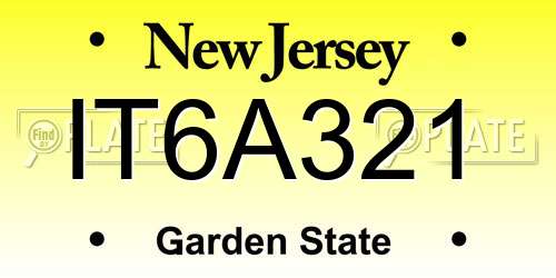 IT6A321 New Jersey License Plate