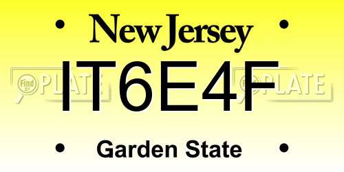 IT6E4F New Jersey License Plate