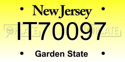 IT70097 New Jersey License Plate