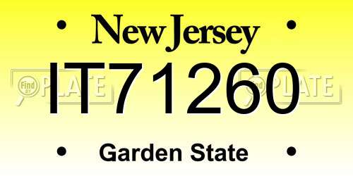 IT71260 New Jersey License Plate