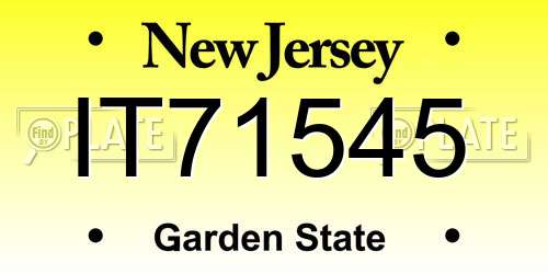 IT71545 New Jersey License Plate