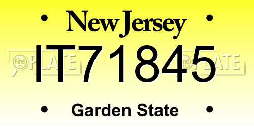 IT71845 New Jersey License Plate