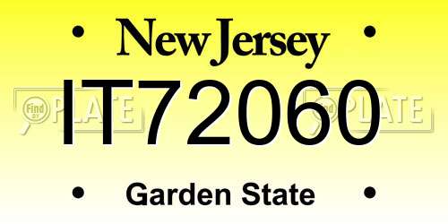 IT72060 New Jersey License Plate