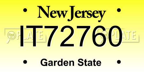 IT72760 New Jersey License Plate
