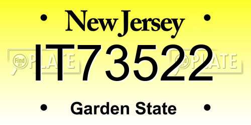 IT73522 New Jersey License Plate
